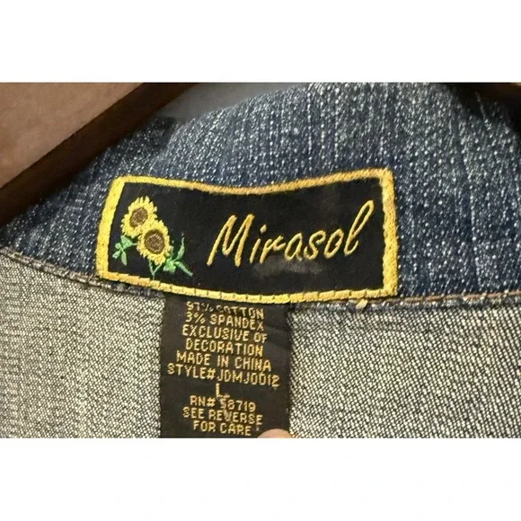 Mirasol Rhinestone Denim‎ Jacket Womens Large Western Y2K Bling Crystal - Picture 4 of 4